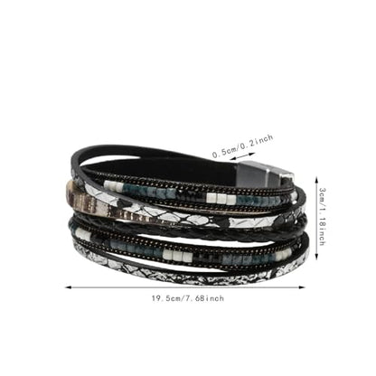 PU Leather Wrap Bracelet Bracelet for Women Bohemian Handmade Decorative Jewelry Gift Multi Layer Layered Bracelet Bracelet