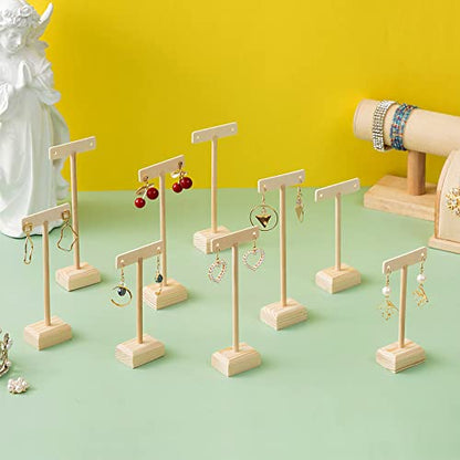 Marsui Earring Display Stands for Selling Set Wooden T Bar Jewelry Display Stand Holder for Necklaces Bracelet Showroom Trade - color: Wood