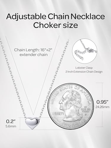 ChicSilver 925 Sterling Silver Cross/Heart/Butterfly/Star/Moon Necklace for Women, Hypoallergenic Dainty Small Silver Pendant Necklaces (with Gift Box) - style: 02.Heart
