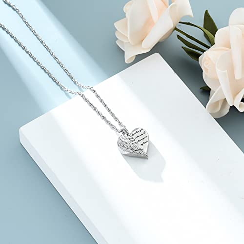 shajwo Cremation Heart Urn Necklace Ashes Jewelry for Women Men Keepsake Pendant Memorial Locket Ash Holder - color: Wing-Silver