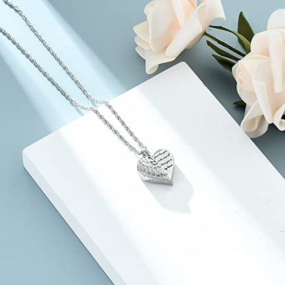 shajwo Cremation Heart Urn Necklace Ashes Jewelry for Women Men Keepsake Pendant Memorial Locket Ash Holder - color: Wing-Silver