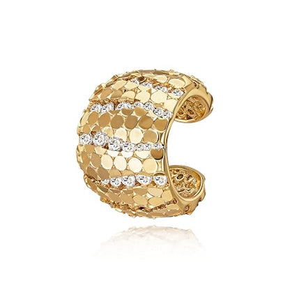 Gold Ear Cuff for Women, 14K Gold Plated Single Non-Pierced Earring with Micro-Pave Cubic Zirconia Adjustable Open Ear Clip for Daily Wear & Special Occasions - color: ear cuff-S 009