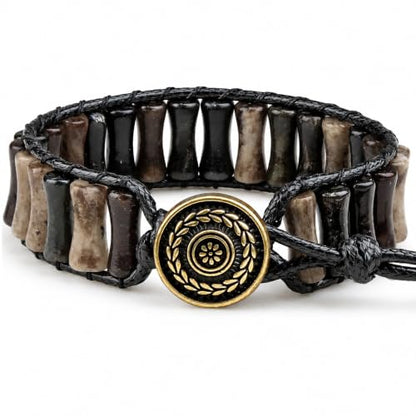 MOINSPIRE Boho Beaded Bracelets for Women - Adjustable Handmade Wrap Bracelet with Tube Natural Stone Beads, Colorful Beaded Strap Bohemian Jewelry Braided for Birthday Gifts - color: Black