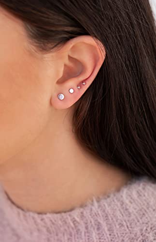 Unisex 6 Pairs Dot Stud Earrings, Surgical Steel Gold Plated Black Tiny Flat Disc Stud Earrings for Women Men - color: Silver-2/3/4/5/6/8mm