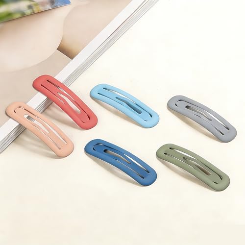 24 Pcs Rectangle Snap Hair Clips for Women Girls, 2.7 inch Large No Slip Matte Metal Hair Barrettes for Thick Thin Fine Hair - color: Grey/Sky Blue/Dark Blue/Green/Pink/Red