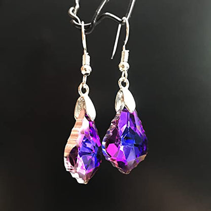 Unique Sparkly Multi-color Crystal Teardrop Dangle Drop Earrings Rainbow Crystal Geometry Earrings for Women Statement Chic Charm Jewelry Gifts - color: Blue