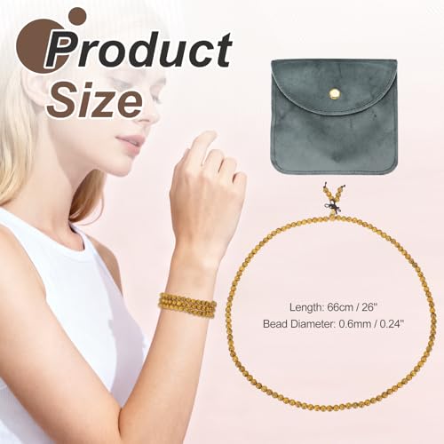 MECCANIXITY Prayer Beads Bracelet, Natural Wooden Bead Mala Bracelets Link Wrist Men Women Beaded Stretch Crafts Bangle - color: Golden Wood Color