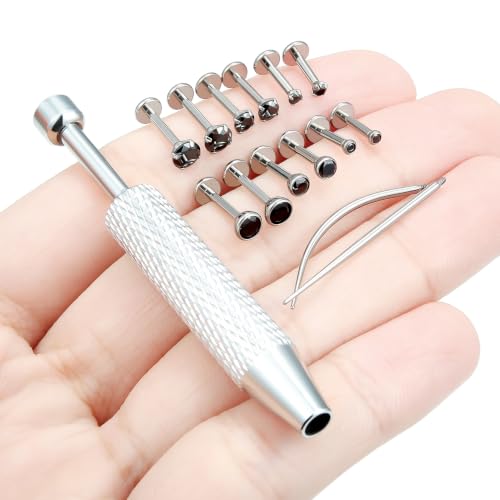 F136 Titanium 20/18/16g Flatback Earrings Nose Lip Rings Jewelry - color: Black, size: 16g