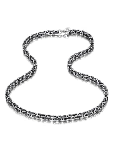 ChainsHouse Mens Vintage Byzantine Chain Necklace 4/6/8mm Waterproof Stainless Steel Link Multi Color 18-30 Inch Hip Hop Casual Jewelry - color: A2:Steel&Black-4mm, size: 20 Inches