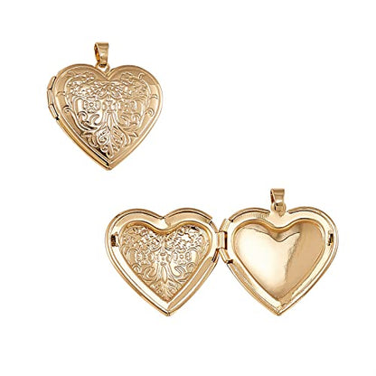 LiQunSweet 10 Pcs Sweet Heart Pendant Brass Locket Box Charms Photo Frame Memorial Collection Charms for Necklaces Jewelry Making - 29x28.5mm - color: Heart Locket Pendant_29x28.5mm
