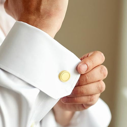 Cuff Links Mens Personalized Classic Round Cufflink Wedding Shirts Cufflinks for Men Jewelry Gifts - style: gold plated