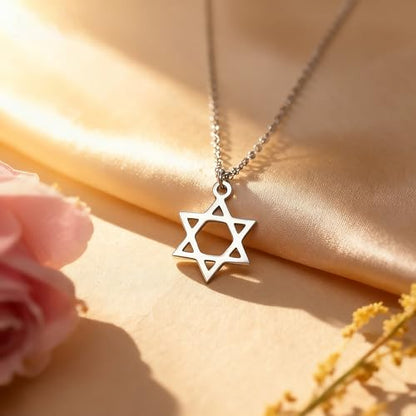 Baydurcan Dainty Silver Necklace for Women Ankh Horse Celtic Necklace Gifts | Dainty charm gifts for friends sister mother, birthday, christmas, graduation gifts. Ready to give with card & envelope. - style: Star of David
