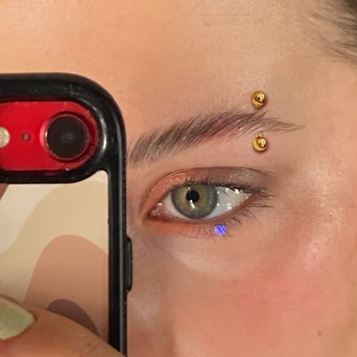 2 Pcs 14k Gold Filled Eyebrow Rings, 16G Threaded Rook Piercing Jewelry, Surgical Steel Vertical Lip Labret Belly Tongue Ring Daith Earring Curved Barbells - color: 8mm-2pcs