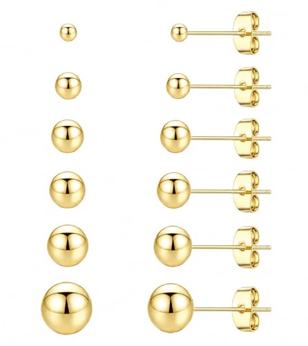 20G Hypoallergenic Surgical Steel Square Pearl Ball CZ Flat Back Stud Earrings for Sensitive Ear, Lightweight Shiny Earrings Studs for Helix Tragus Cartilage Multiple Piercing - color: Gold-M