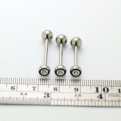 Black Number 69 Logo Ball with 14 Gauge 316L Surgical Steel Tongue Ring Jewelry