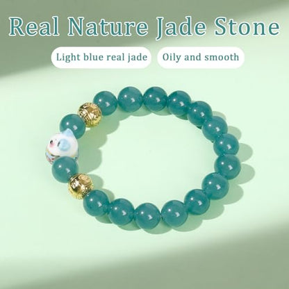 Real Gemstone Lucky Cat Bracelet Feng Shui Good Luck Wealth Charm | Blessed Genuine Gemstone with Brass Cat Pendant, 10mm Prayer Beads, Energy Protection for Wealth & Health, Spiritual Gifting - color: Blue