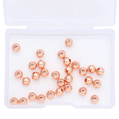 Rose Gold Plated Round Spacer Beads 6mm 30pcs for Jewelry Making Findings Non Tarnish - color: Rose Gold, size: 6mm