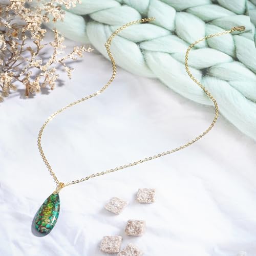 Suyi Stone Necklace for Women Teardrop Colorful Pendant Necklaces - color: Green Gold