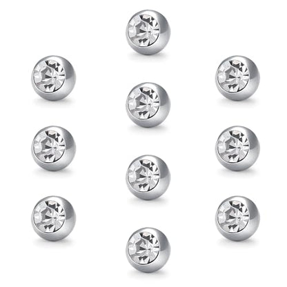 VCMART 14G 5mm 8mm Replacement Balls Externally Threaded Piercing Balls for Tongue Nipple Navel Belly Button Rings Industrial Barbell Piercing Surgical Steel Body Piercing Jewelry Parts - color: 10pcs 5mm ball -2