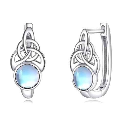 Blue Evil Eye/Celtic/Owl/Moonstone/Paw Print/Cubic Zirconia Hoop Earrings for Women 925 Sterling Silver Women Earrings Jewelry - style: Celtic A