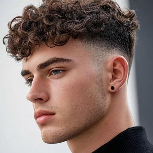 Hypoallergenic Black Stud Earrings for Men Women: 6 Pairs Flat Back Stainless Steel Cartilage Piercing Ear Tunnel 5mm-10mm - style: 6Pairs-Black-Studs