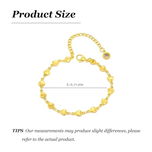 Dainty Bracelet Chain Bracelet Minimalist Jewelry Layering Heart Bracelets Valentines Day Bracelets Gift for Her - color: A1:heart bracelet