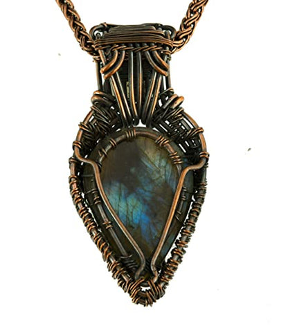 Tree of Life Labradorite & Rainbow Moonstone Gemstone Pendant - Copper Wire Wrapped Jewelry - 20" Natural Labradorite Necklace | Gifts for Women