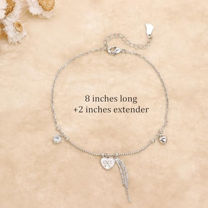 Sonateomber Gold Waterproof Ankle Bracelets for Women, Dainty Cute Adjustable Foot Non tarnish Anklets Summer Beach Jewelry Gifts - color: Silver Heart