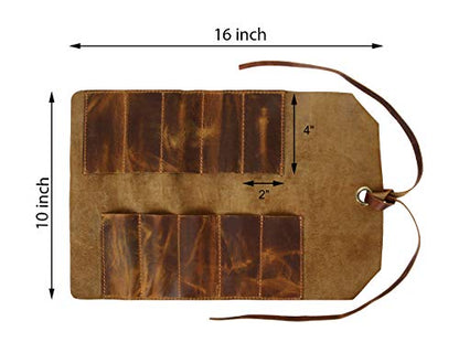 Leather Tool Roll Up Pouch - Leather Tool Wrench Roll/Chisel Bag by Rustic Town | Fit Carving & Hand Tools up to 9 inches, Compact Carry for Woodworkers, Electricians and DIY Projects, Secure Tie Closure - style: 10 Slots(medium)