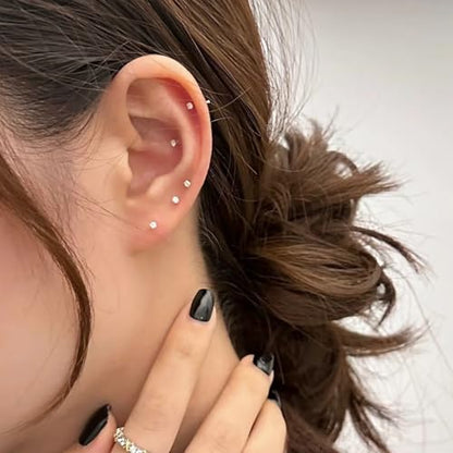 20G 18G 16G F316 Titanium Flat Back Nose Rings Studs Hypoallergenic Screw on Tragus Helix Cartilage Earrings Stud Piercing Jewerly for Women Men Bars 6mm - style: 20G Flat Back Nose Studs-bars 7mm