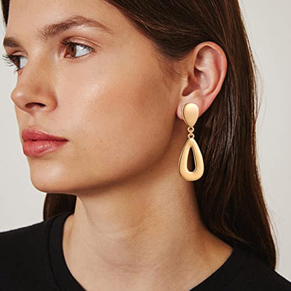 MUYAN Gold Clip On Drop Earrings for Women Non Piercing Dangle Earrings Fashion Jewelry - color: A Clip Gold