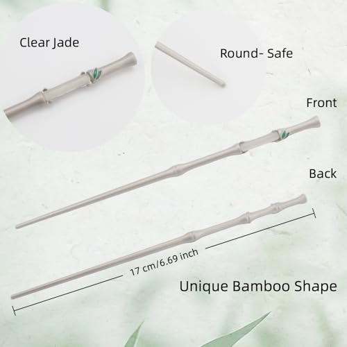 Metal Silver Bamboo Hair Stick with Jade, Unique New Chinese Jade Hair Pin for Women, Elegant Sword Accessory for Buns, Updos & Hanfu Cheongsam Styling