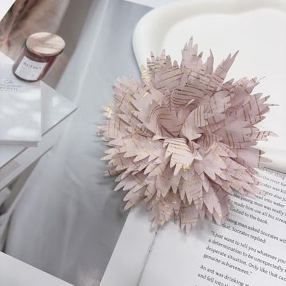 12cm Holiday Handmade Fabric Flower Brooch Pin for Women Girls Fashion Gold Thread Stripes Peony Brooches Lapel Hair Pins Dainty Anniversary Wedding Festival Dress Accessories Gift - color: Pink