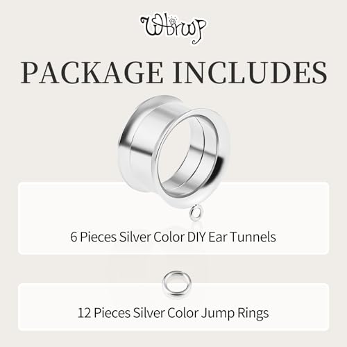 WBRWP 6pcs Ear Gauges Tunnels Plugs: DIY Ear Tunnles Piercing Expander Stainless Steel Double Flared Screw Gauges - color: Silver-Style 1