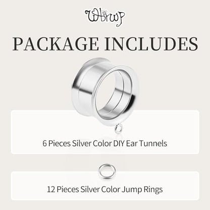 WBRWP 6pcs Ear Gauges Tunnels Plugs: DIY Ear Tunnles Piercing Expander Stainless Steel Double Flared Screw Gauges - color: Silver-Style 1