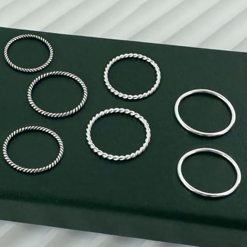 1.2mm Thin Knuckle Rings for Women 925 Sterling Silver Midi Stacking Pinky Thumb Ring Band Size 2.5-8.5 - color: Style 2, size: 4PCS: SIZE 6, 6.75, 7.75, 8.5