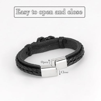 6-12PCS Braided Faux Leather Bracelet Punk Cuff Wrap Bracelets for Men Women Adjustable - color: E2:5PCS