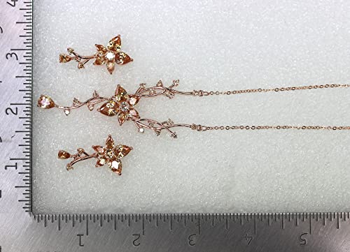 Faship Gorgeous CZ Crystal Floral Necklace Earrings Set - color: Champagne