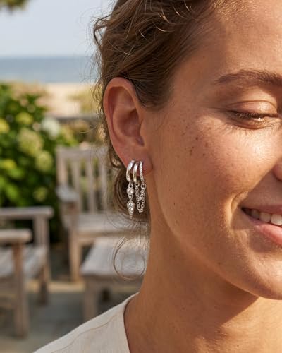 Gold Earrings for Women Trendy 14K Gold Plated Dangle Earrings Small Hoop Huggie Drop Stud Earrings Cubic Zirconia Simple Minimalist Dainty Chain Tassel Hypoallergenic Earrings - color: Chain & Silver