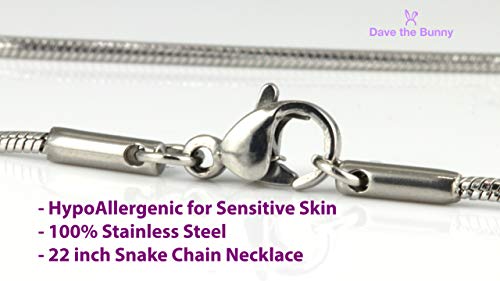 Dave The Bunny Skull Snake Chain Charm Necklace