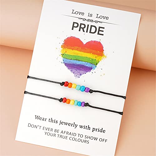 Bohemian Seed Bead Beaded Bracelet Anklet Colorful Rainbow LGBT Pride Bracelet LGBT BFF Friendship Bracelets for Women Men Jewelry Adjust - color: 02 Colorful Seed Bead
