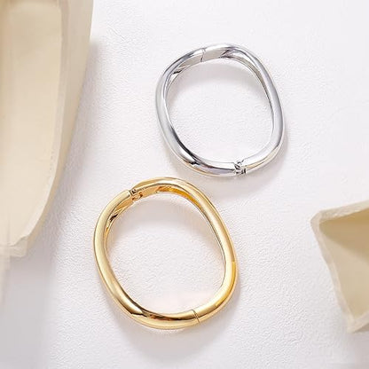 Gold Plated Cuff Bangle Bracelets For Women Trendy Hinged Cuff Open Wide Chunky Gold Bracelet Minimalist Bangle Jewelry Gift - color: Gold Irregular