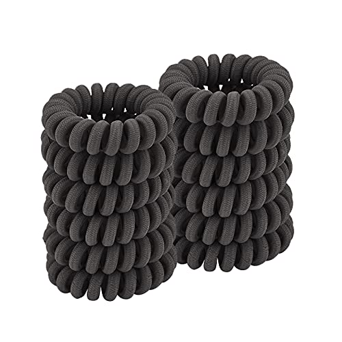 Spiral Cloth Hair Ties for Women (Grey, 12 Pcs) - Coil Ponytail Holders, No Crease Phone Cord Hair Ties for All Hair Types - color: Cloth Grey 4.5CM