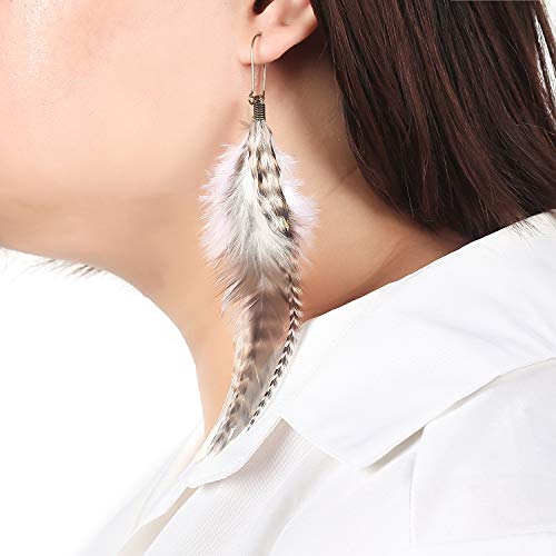 lureme Bohemian Multicolor Pheasant Feathers Dangle Earrings Handmade Natural Feather Earrings (er006314) - style: Style L