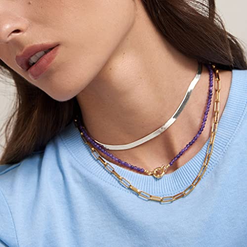 DEARMAY 14K Gold Plated Herringbone Necklaces for Women, Dainty Gold Snake Choker Chain Non Tarnish Trendy Simple Thin & Chunky Options Neckalce 1.5/3/5/6/8mm Chain Jewelry for Gifts - color: SL-5MM 14" Herringbone Necklace