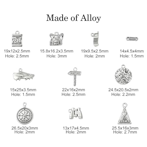 LiQunSweet 50 Pcs 10 Styles Camping Climb Mountain Climbing Boot Charms Hiking Bag Charms for Jewelry Making DIY Craft - color: Mountain Climbing Charm_10 Styles
