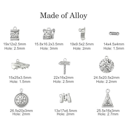 LiQunSweet 50 Pcs 10 Styles Camping Climb Mountain Climbing Boot Charms Hiking Bag Charms for Jewelry Making DIY Craft - color: Mountain Climbing Charm_10 Styles
