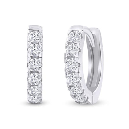 Dainty Cartilage Huggie Hoop Earrings Women in 18K Gold Plated | Round Moissanite in 18K Gold Plated Jewelry for Her - color: White Gold, size: 11 MM