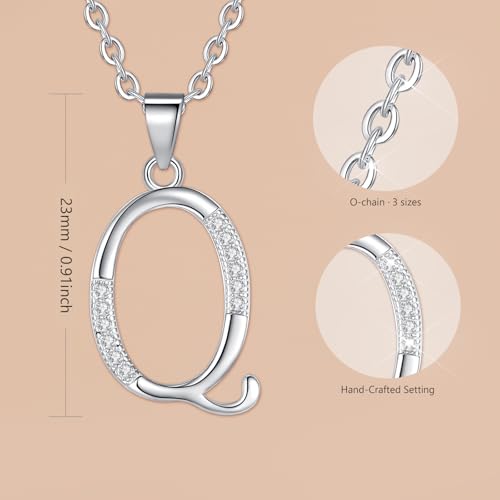 VIKI LYNN Dainty Initial Letter Pendant Necklace for Women | Cubic Zirconia Initial Jewelry, Personalized Letter Necklace, Dainty Women Jewelry, Birthday Gift Idea for Her, Mom and Wife - color: Silver, style: Silver-Q