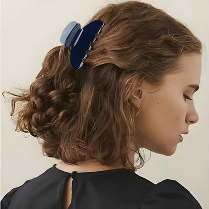 MAORULU Medium Cute Acetate Hair Claw Clips for Women Girls, 3 Inch Navy Claw Clips for Thin & Medium Thick Hair, Durable French Banana Clip with Gift Box (Navy Blue) - color: Navy Blue